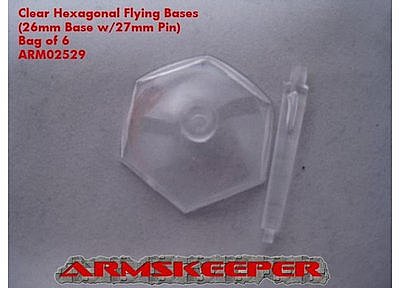 ArmsKeeper Bases: Clear Hexagonal Flying Bases (26mm Base with 27mm Pin) (6) 
