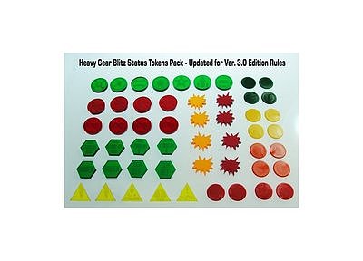 HGB Status Tokens Pack Ver. 3.0 (36 laser etched color acrylic status tokens & 16 color plastic damage chips) 