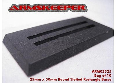 ArmsKeeper Bases: 25mm x 50mm Slotted Rectangle Bases (10) 