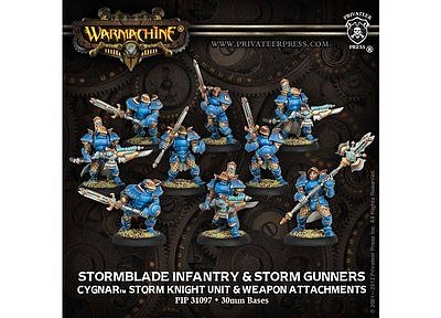 Cygnar: Stormblade Infantry- Cygnar Storm Knight Unit W/3 Weapon Attachments (9) Cygnar: Stormblade Infantry- Cygnar Storm Knight Unit W/3 Weapon Attachments (9)