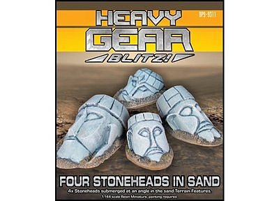 Four Stoneheads in Sand 