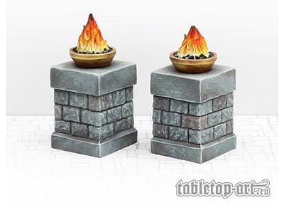 Fire bowls on pillars - Set 1 (2) 