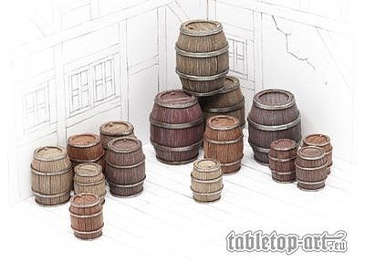 Wooden Barrels Set 4 - Mixed Sizes (15) 