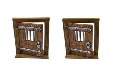 Movable wooden door with lattice window, 2 pcs. 