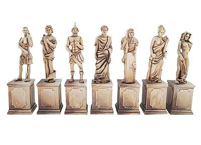 7 roman statues , incl. pedestals 